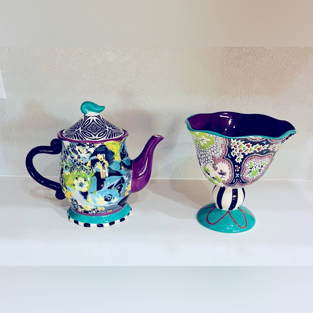 Two Pieces Decor Tracy Porter Vintage Teapot and Bowl $100